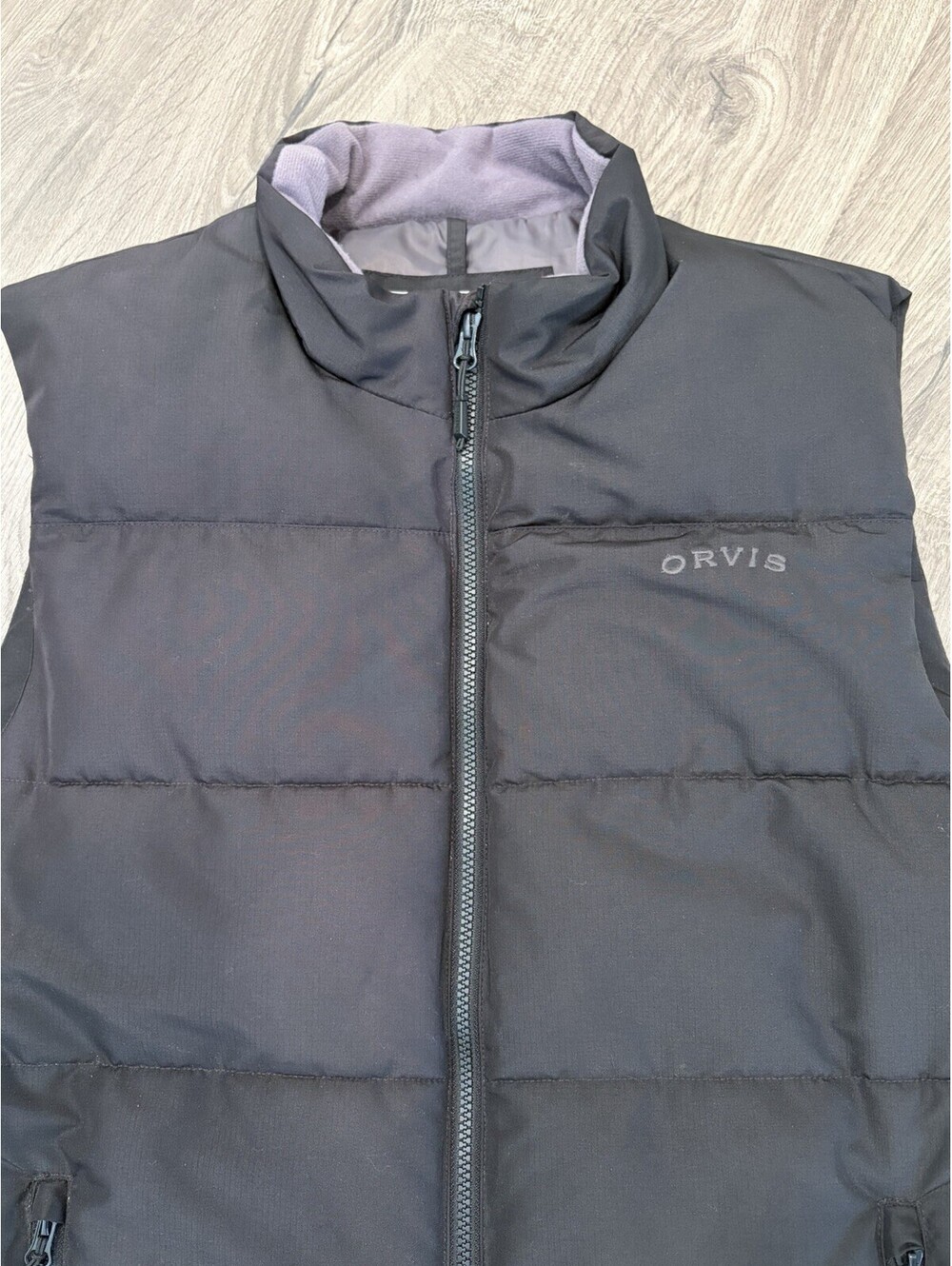 Orvis Men's Black/Charcoal Puffer Vest Polyester Insulated Full Zip Collar L